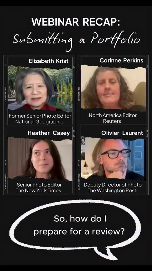 What do editors actually look for in a portfolio review? Watch the full recording of our webinar with @spenational at our link in bio. Applications close May 24.

Panelists ⬇️

• @elizkrist Founding Member, Visual Thinking Collective & Former Senior Photo Editor, National Geographic
• @corinne.perkins North America Editor, Reuters Pictures
• @heather_casey Photo Editor at The New York Times
• @olivierclaurent Senior Photo Editor at The Washington Post

Moderators ⬇️

• @roseleen Founder, Visual Thinking Collective & Former Director of Photography, National Geographic
• @nikon_warrior Visual Media Producer, U.S. Marshals Service